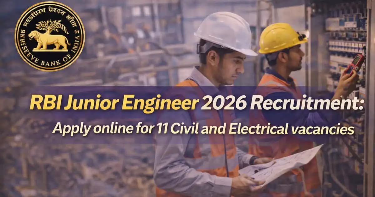 RBI Junior Engineer Recruitment 2026 – Apply Online, Check Eligibility & Vacancy | Sarkari Rank