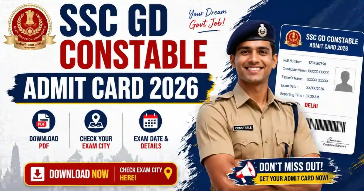 SSC GD Constable Admit Card 2026 Exam City & Details