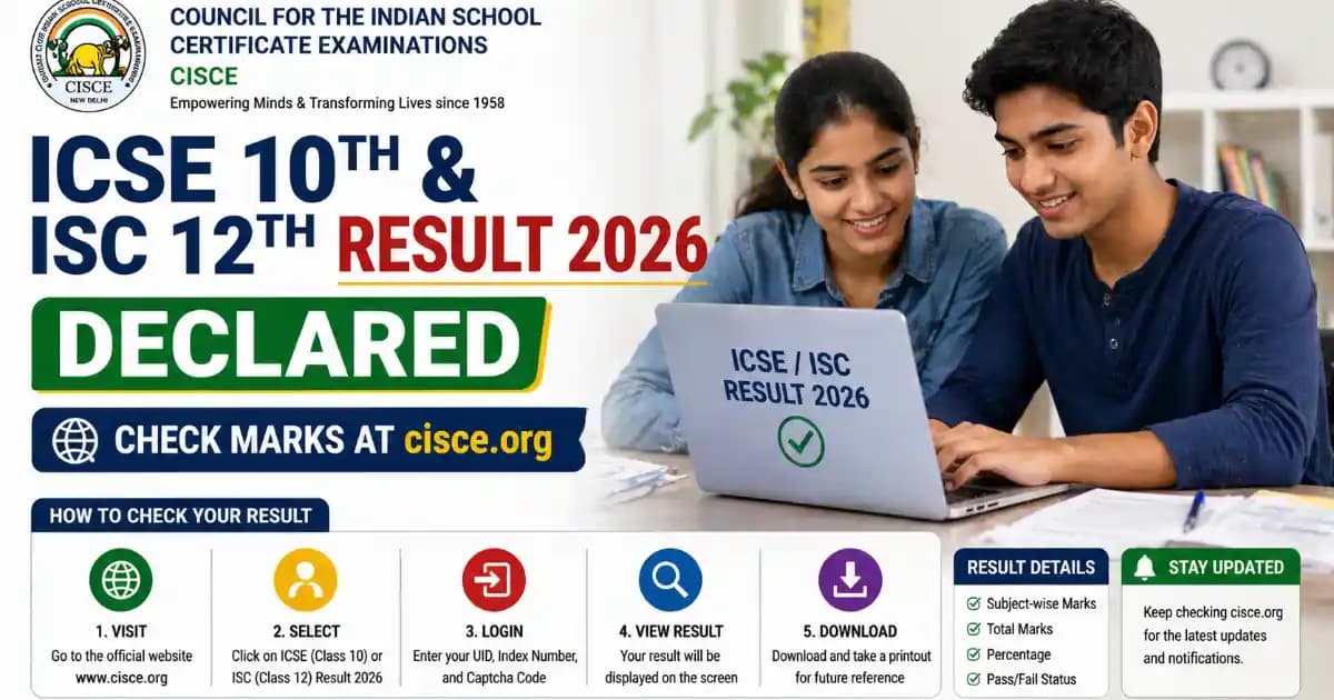 CISCE ICSE 10th Result 2026 Declared – Check Marks at cisce.org