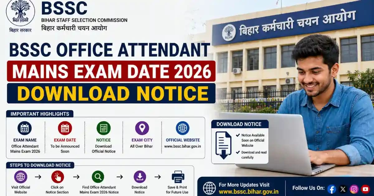 BSSC Office Attendant Mains Exam Date 2026 Announced
