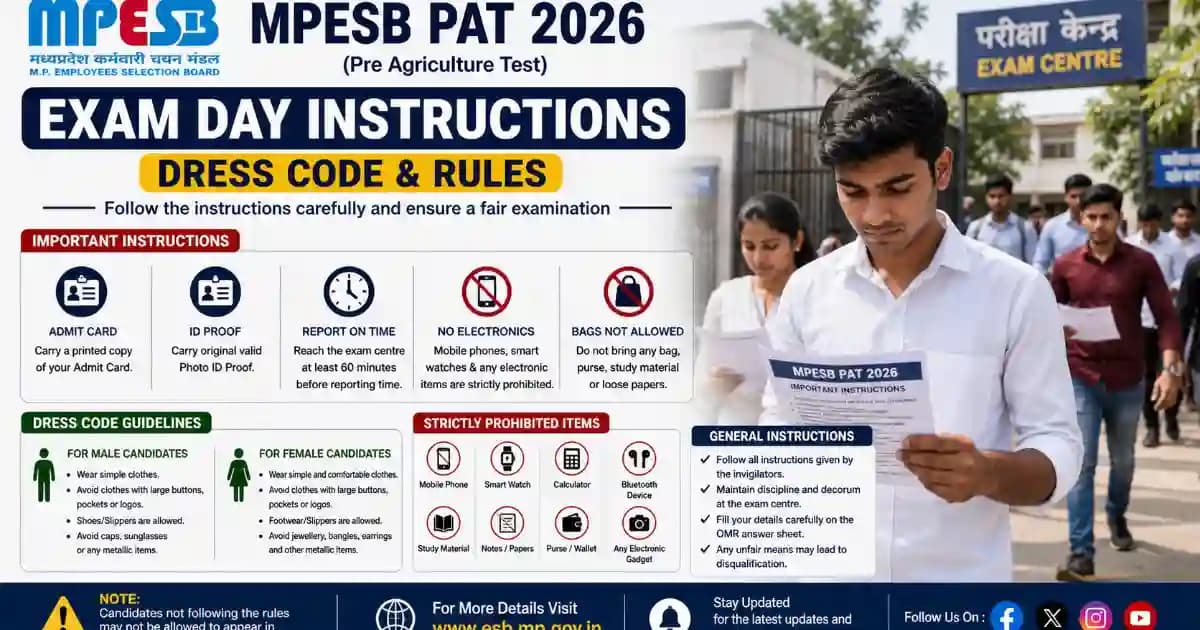 MPESB PAT Exam Day Checklist 2026 – Dress Code & Rules Guide | Sarkari Rank