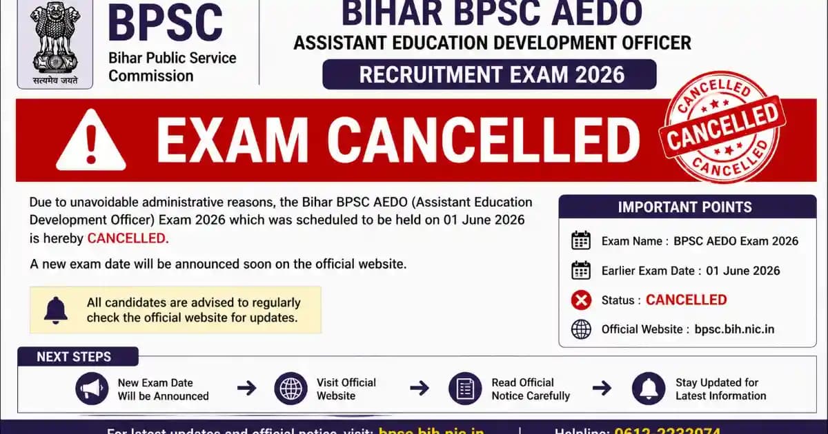 BPSC AEDO Exam Cancelled Notice 2026