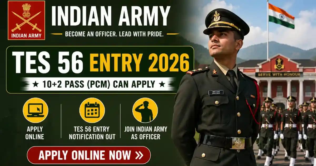 Indian Army TES 56 Entry 2026 Apply Online – 90 Posts, January 2027 Batch | JEE Mains 2026 Mandatory | Exam Khiladi