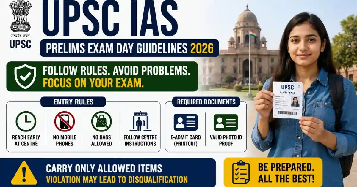UPSC IAS Prelims Exam Day Guidelines 2026: Documents & Rules | Exam Khiladi