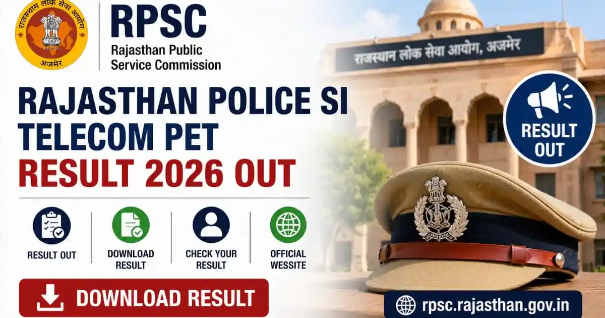 RPSC Rajasthan Police SI Telecom PET Result 2026