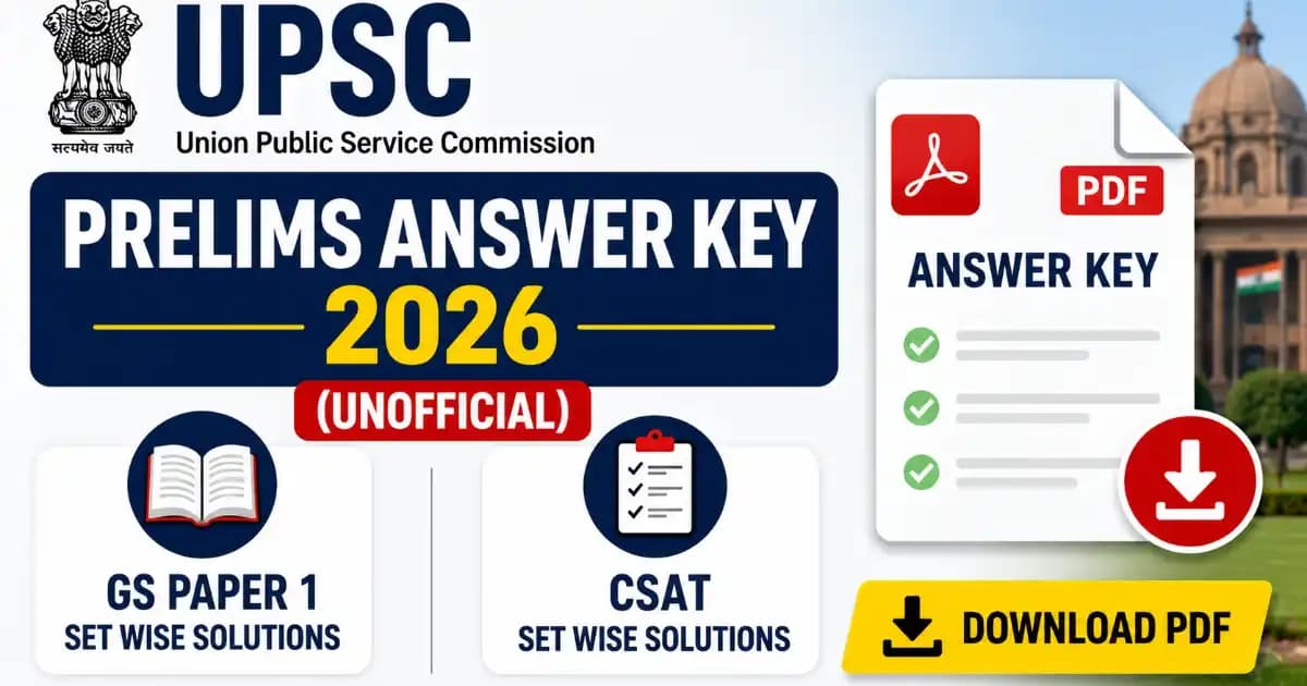 UPSC Prelims Answer Key 2026 (Unofficial) – GS Paper 1 & CSAT Set Wise Solutions PDF | Exam Khiladi