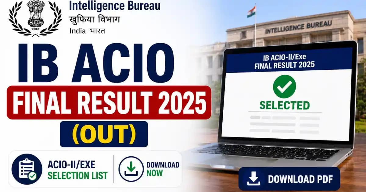 Intelligence Bureau IB ACIO-II/Exe Final Result 2025 Declared