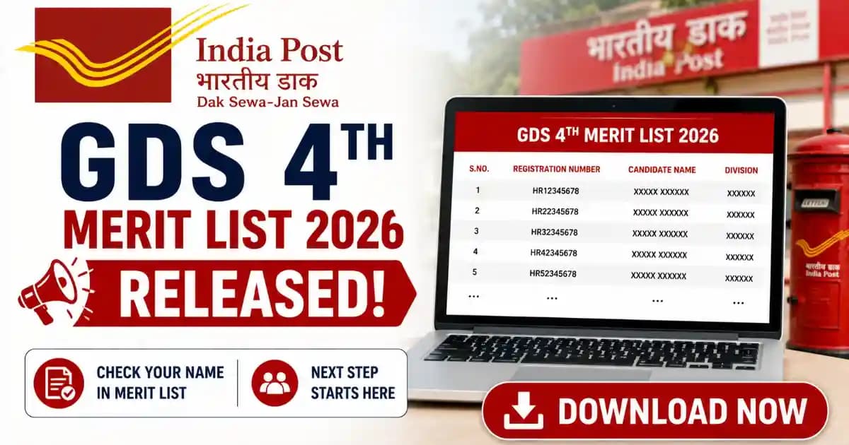 India Post GDS 4th Merit List 2026 Out – Download Gramin Dak Sevak Result