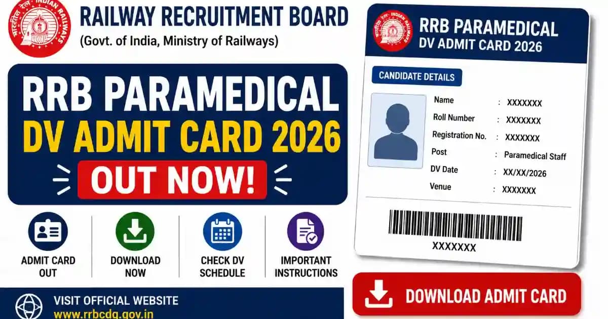 RRB Paramedical Document Verification (DV) Admit Card 2026 Out (CEN 03/2025)
