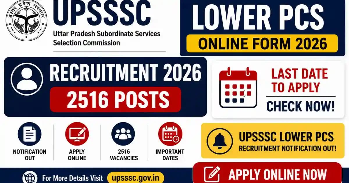 UPSSSC Lower PCS Online Form 2026 – Last Date to Apply for 2516 Posts | UPSSSC Lower PCS Recruitment Notification