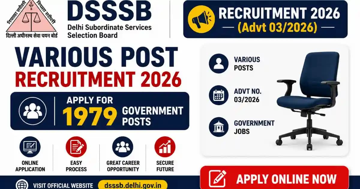 Delhi DSSSB Various Post Recruitment 2026: Apply Online for 1979 Vacancies