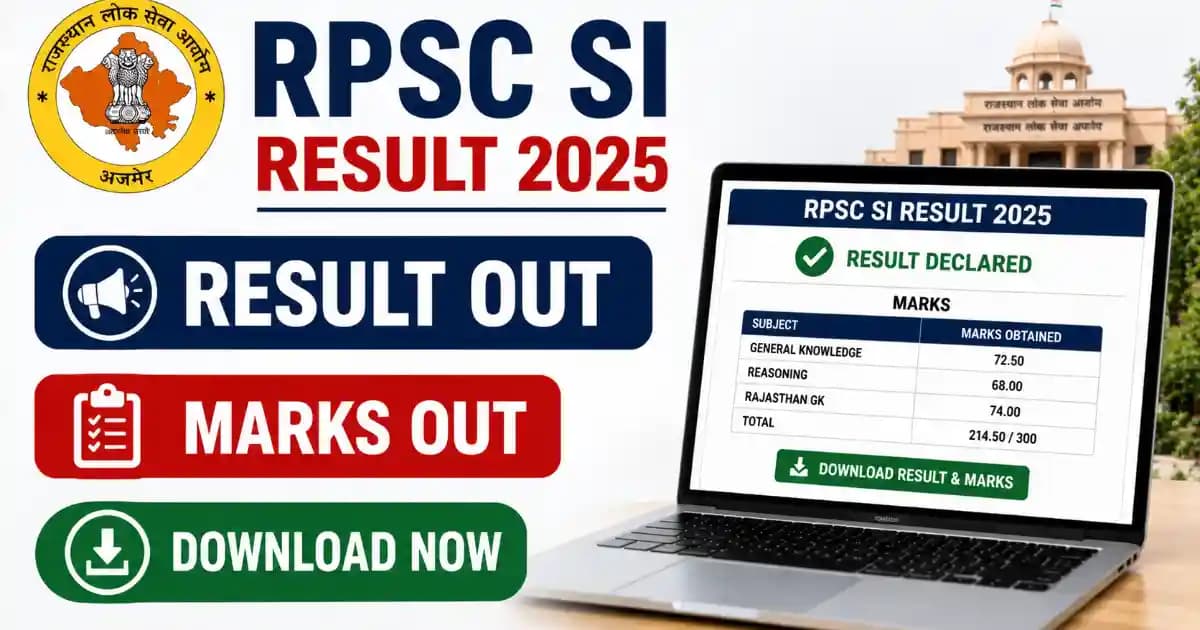 RPSC SI Result 2025 and Marks Download