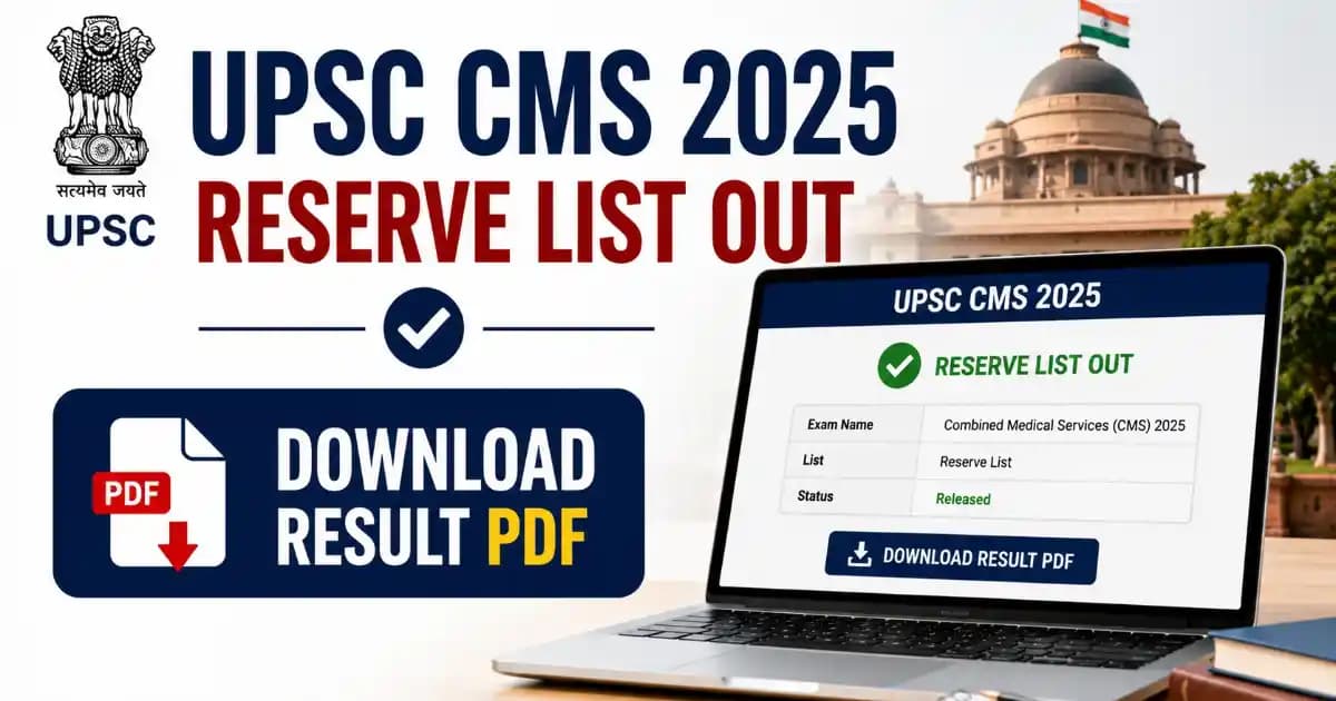 UPSC CMS 2025 Reserve List Declared for 705 Posts