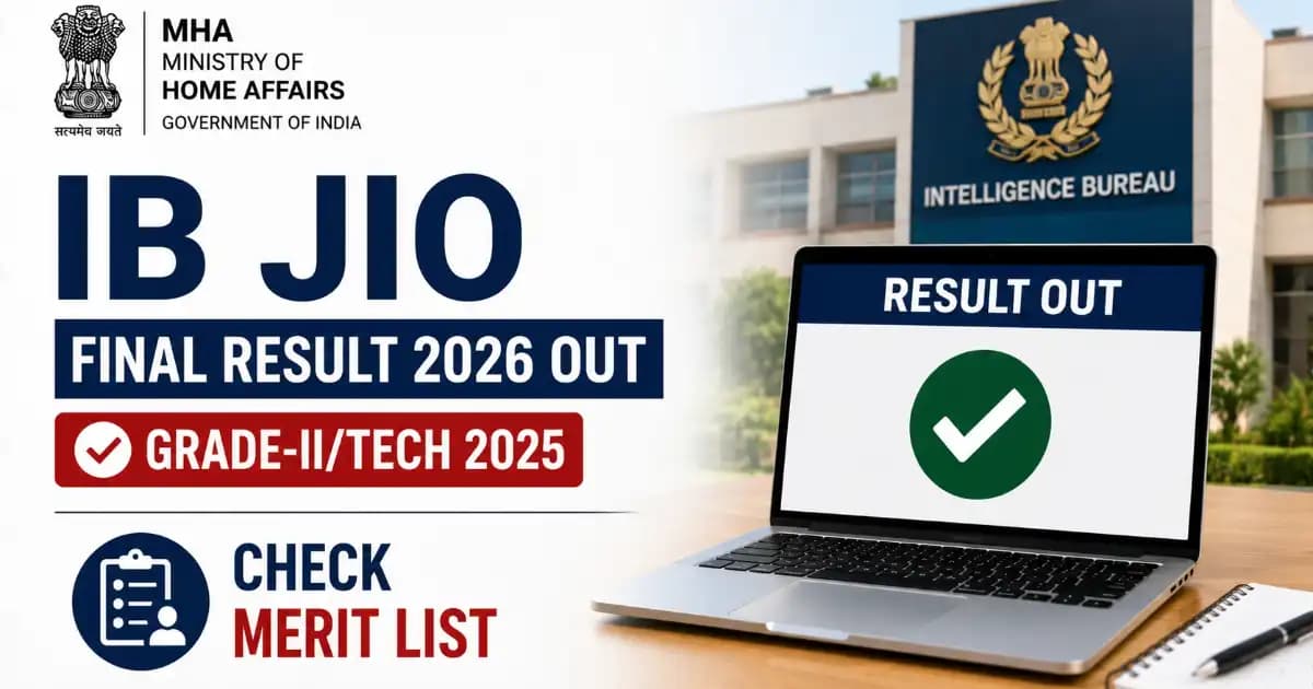MHA IB JIO Final Result 2026 – Download Grade-II/Tech 2025 Merit List