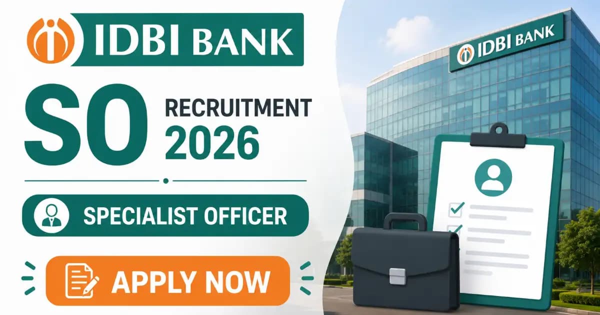 IDBI Bank Specialist Officers SO Recruitment 2026 – Apply Online for 31 Posts