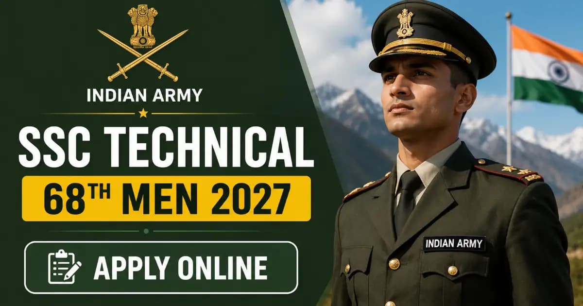 Indian Army SSC Technical 68th Men Recruitment 2027 – Apply Online for 350 Posts