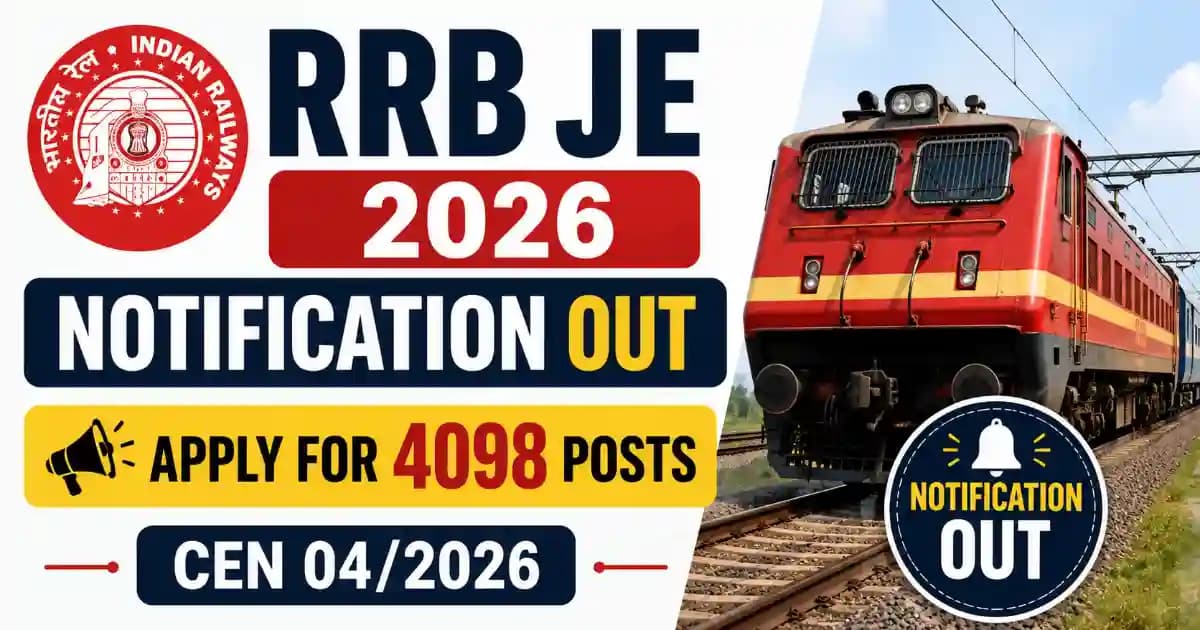 RRB Junior Engineer (CEN 04/2026) Recruitment 2026 – Apply Online for 4098 Posts