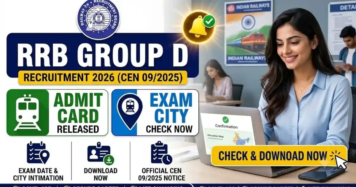 RRB Group D Admit Card 2026 Out Check Exam City for Advt (CEN 09/2025) – Level 1 Posts