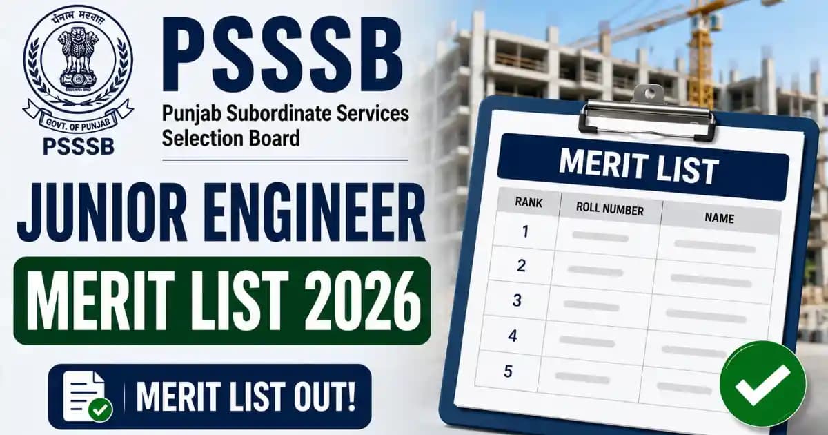 PSSSB Junior Engineer Merit List 2026 Out – Download JE Civil & Mechanical Sports Category Result PDF