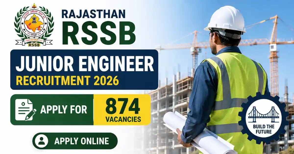 Rajasthan RSSB Junior Engineer Recruitment 2026, 874 Junior Engineer (JEn) posts across various departments. | Exam Khiladi