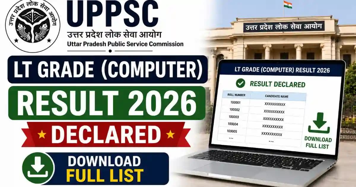 UPPSC LT Grade Computer Result 2026 UPPSC LT Grade Assistant Teacher Computer Result 2026 Declared
