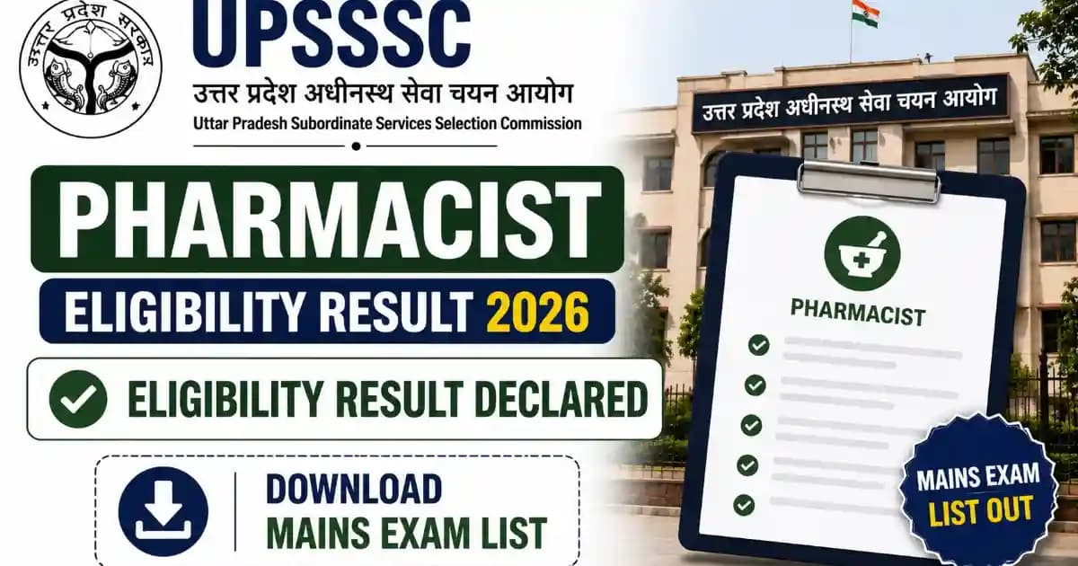 UPSSSC Pharmacist Eligibility Result 2026 UPSSSC Pharmacist Result 2026 Declared