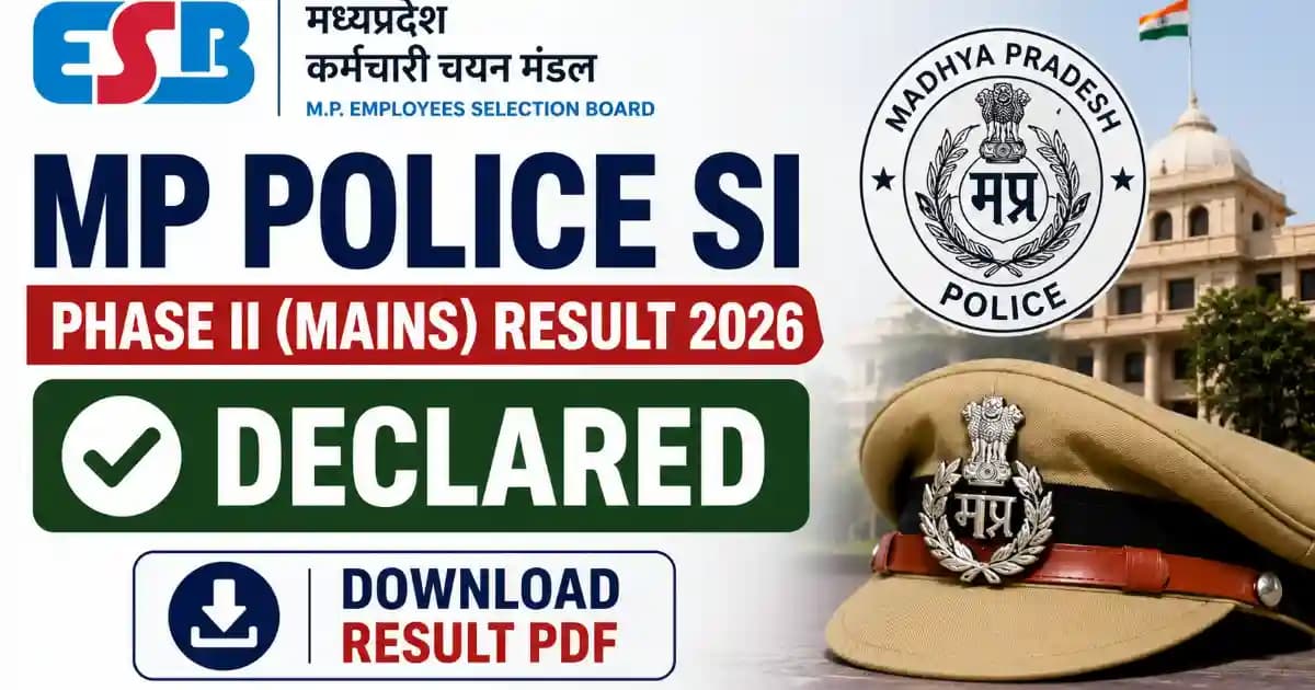 MPESB MP Police SI Phase II Mains Result 2026 – Download Result
