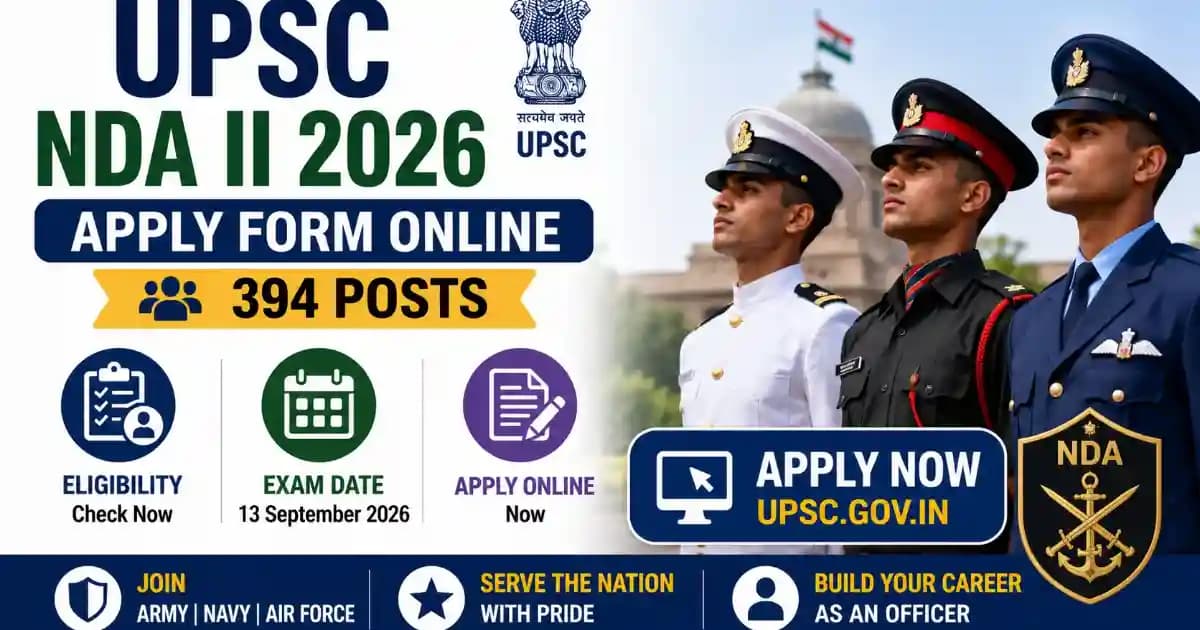 UPSC NDA II 2026 Recruitment UPSC NDA II 2026 Apply Online – 394 Posts, Exam 13 September 2026