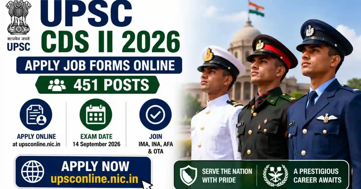UPSC CDS II Recruitment 2026 – Apply Online for 451 Posts, IMA INA AFA OTA