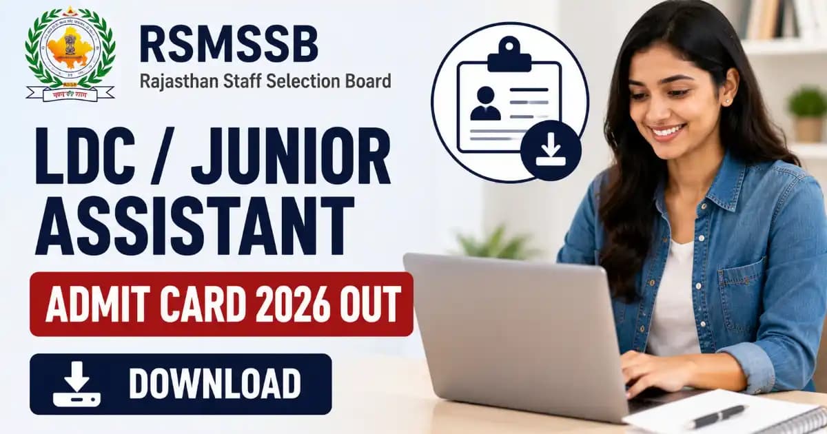 RSMSSB LDC Admit Card 2026 Out RSMSSB LDC Admit Card 2026 – Download Junior Assistant Hall Ticket