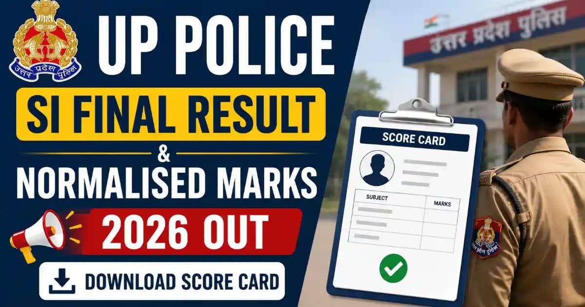 UP Police SI Final Result & Normalised Marks 2026 Out for 4543 Posts