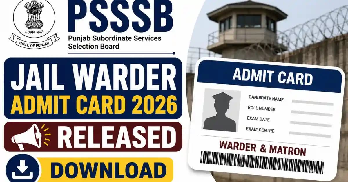 PSSSB Jail Warder Admit Card 2026 Out – Download Matron Hall Ticket
