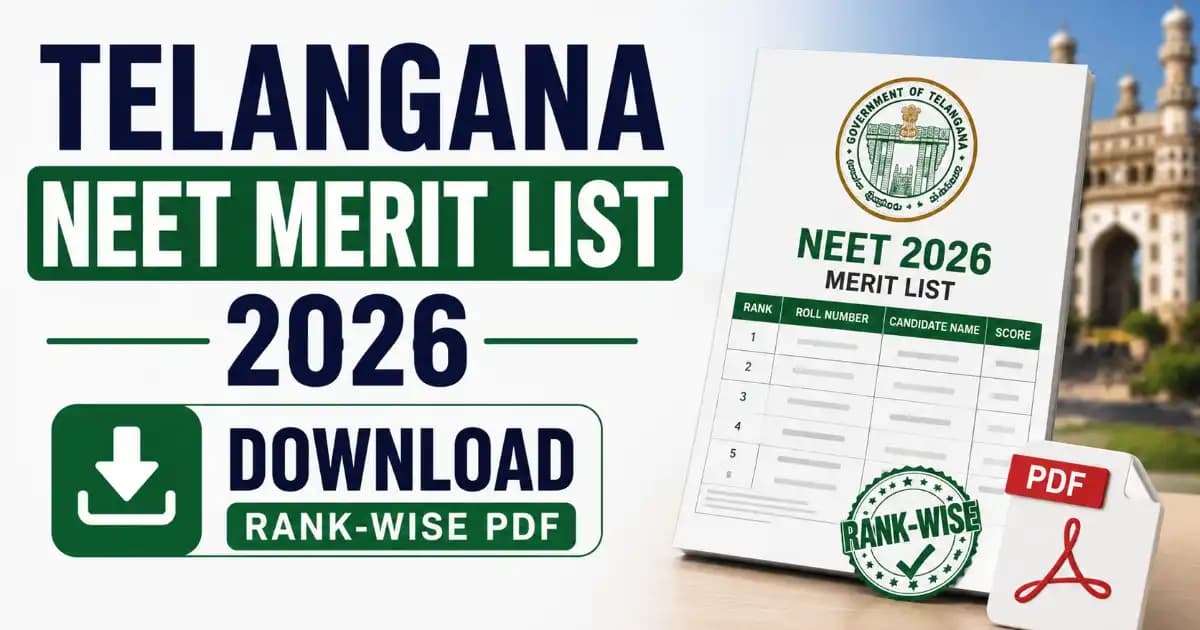 Telangana NEET Merit List 2026 Out – Download Rank-Wise Qualified List PDF